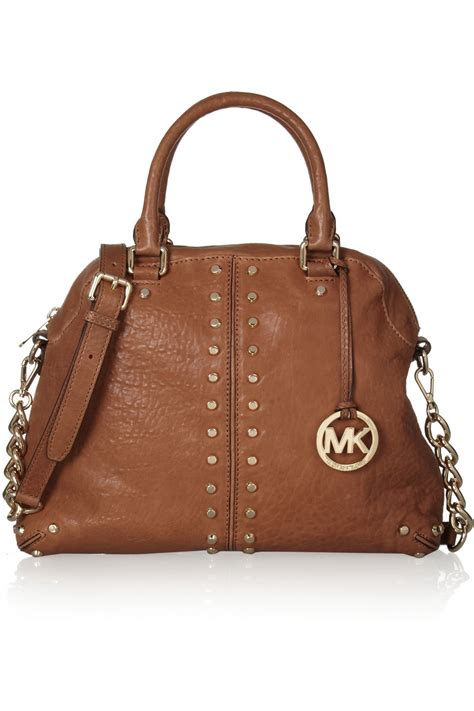 michael kors brown bag with studs|Michael Kors brown tote bag.